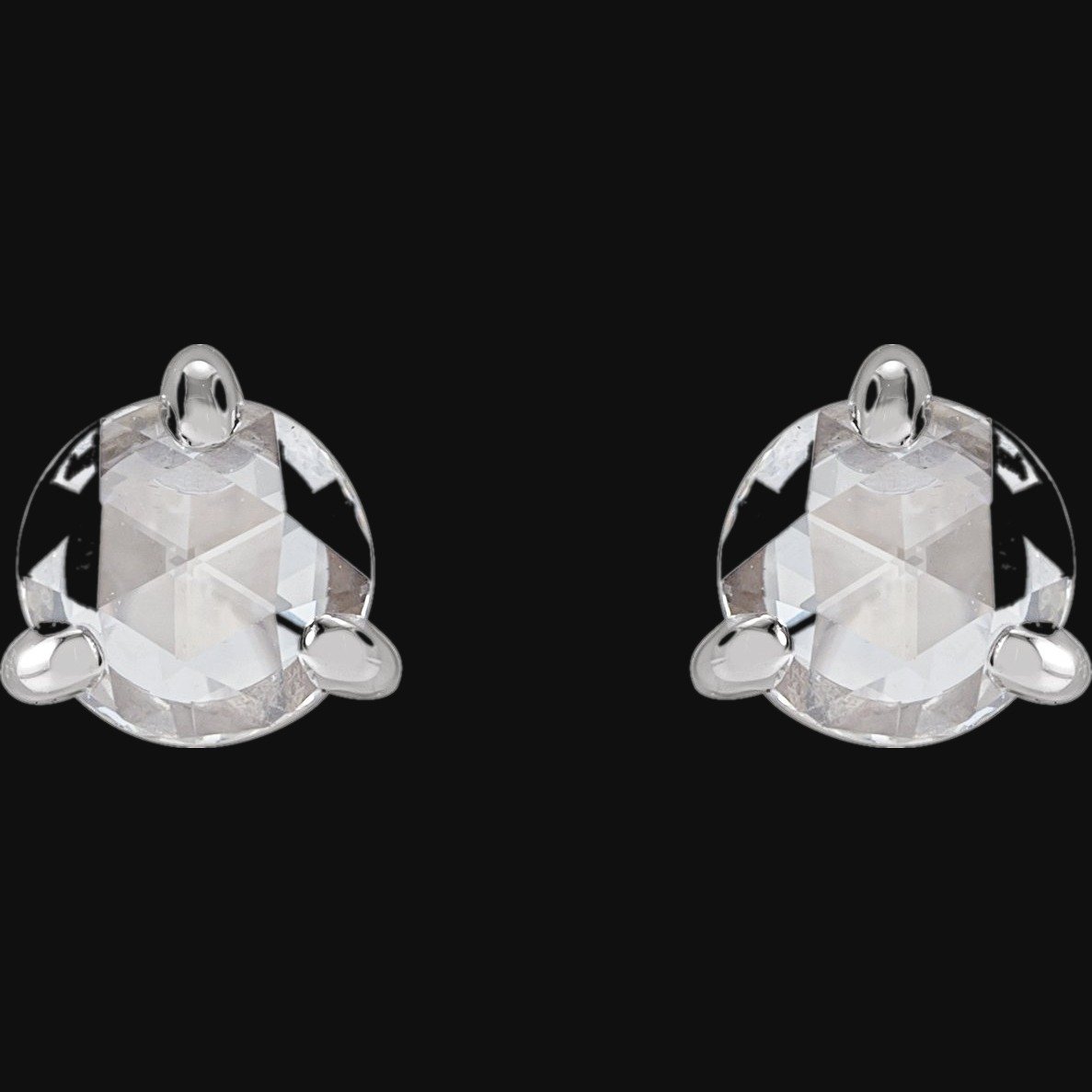 Round 3-Prong Claw Rose-Cut Stud Earrings - Image 2