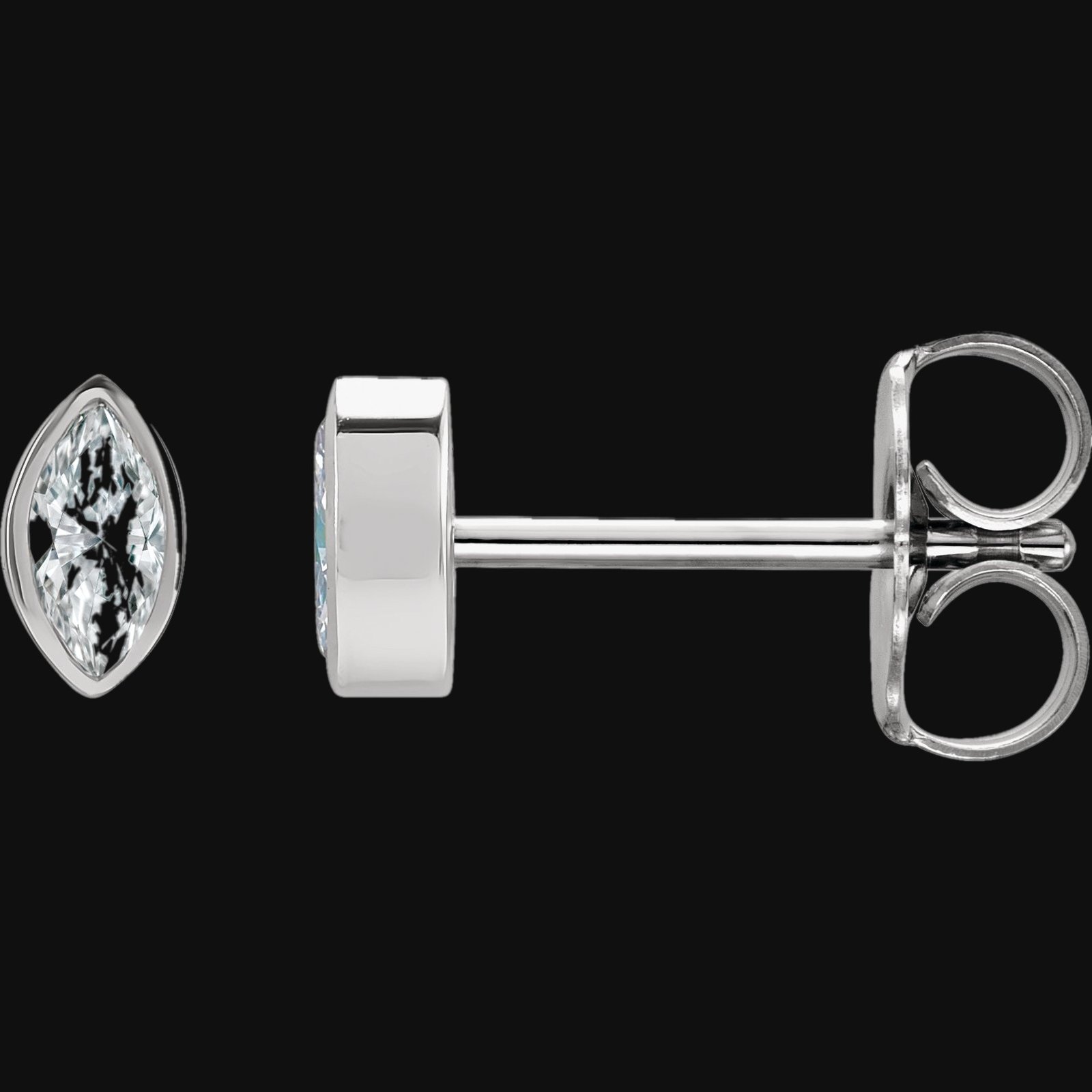 Marquise Bezel-Set Stud Earrings - Image 3
