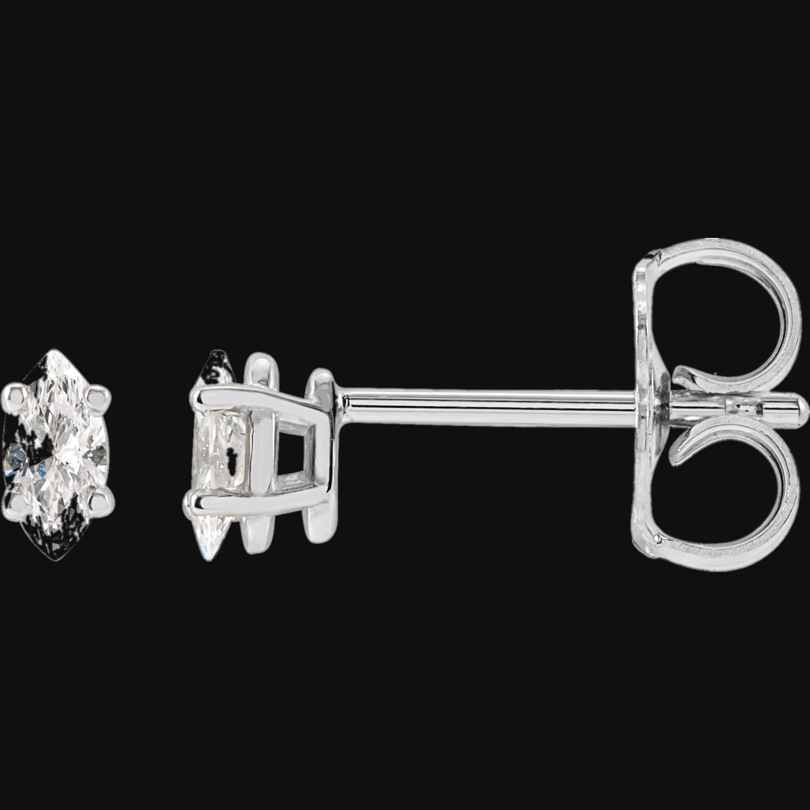 Marquise 4-Prong Lightweight Stud Earrings - Image 3