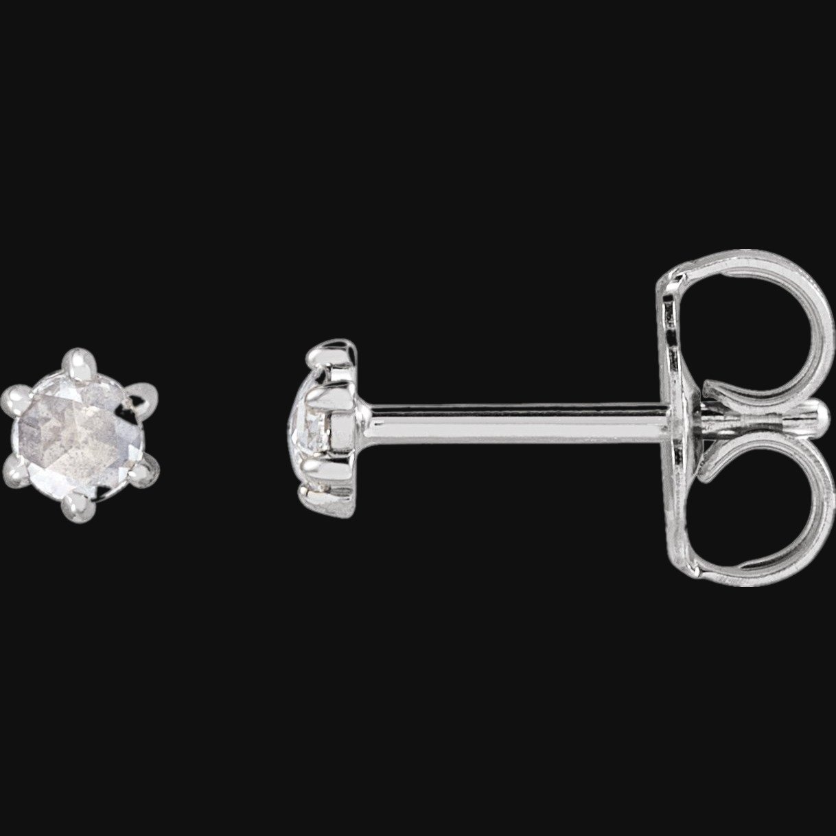 Round 6-Prong Rose-Cut Stud Earrings - Image 3